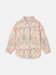Joules Girls' Edith Pink Paisley Shirt With Linen - Image 1 of 5