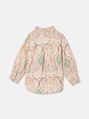 Joules Girls' Edith Pink Paisley Shirt With Linen - Image 2 of 5