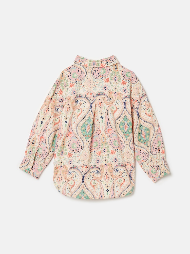 Joules Girls' Edith Pink Paisley Shirt With Linen - Image 2 of 5