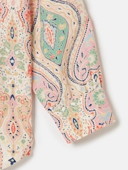 Joules Girls' Edith Pink Paisley Shirt With Linen - Image 4 of 5