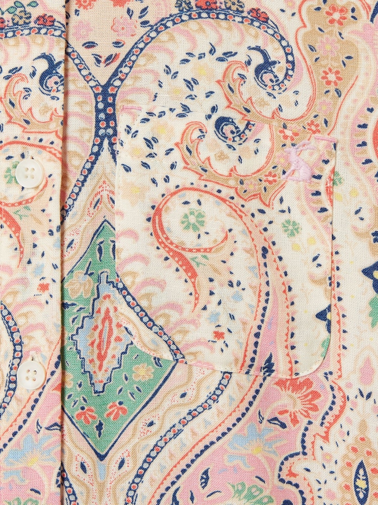 Joules Girls' Edith Pink Paisley Shirt With Linen - Image 5 of 5