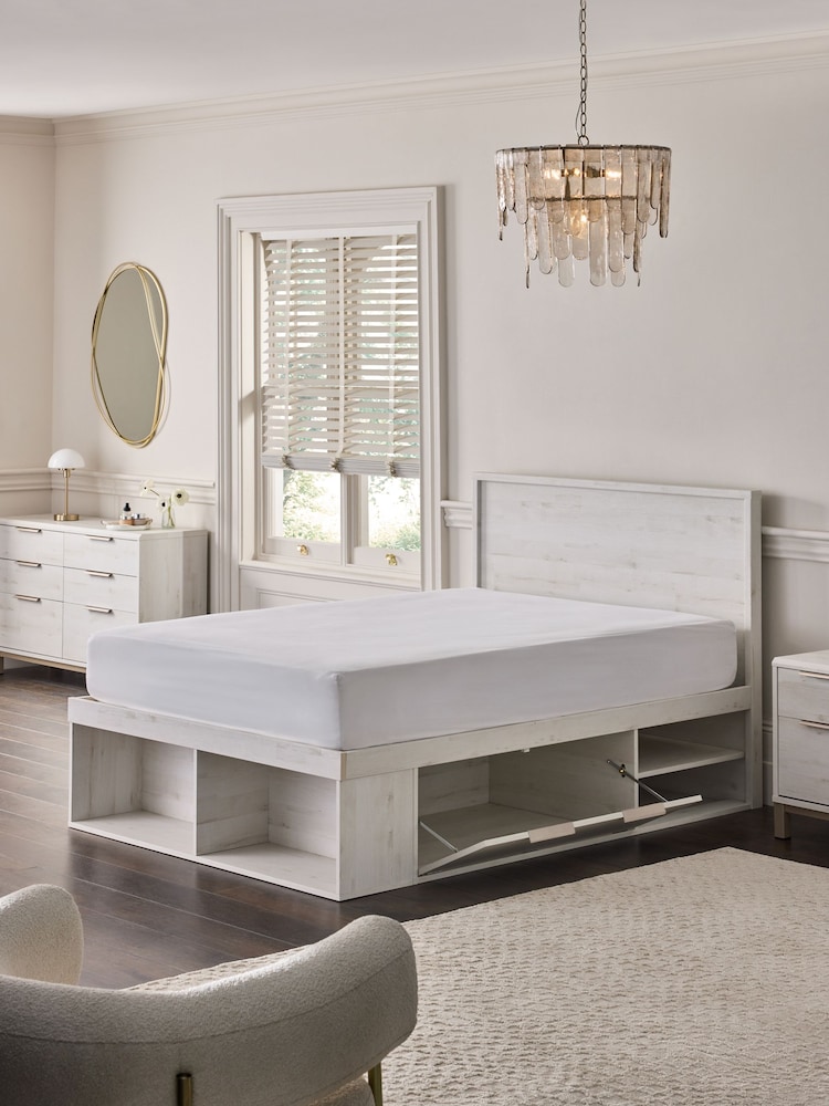 White Oak Effect Bronx Platform Bed Frame with Storage - Image 2 of 8