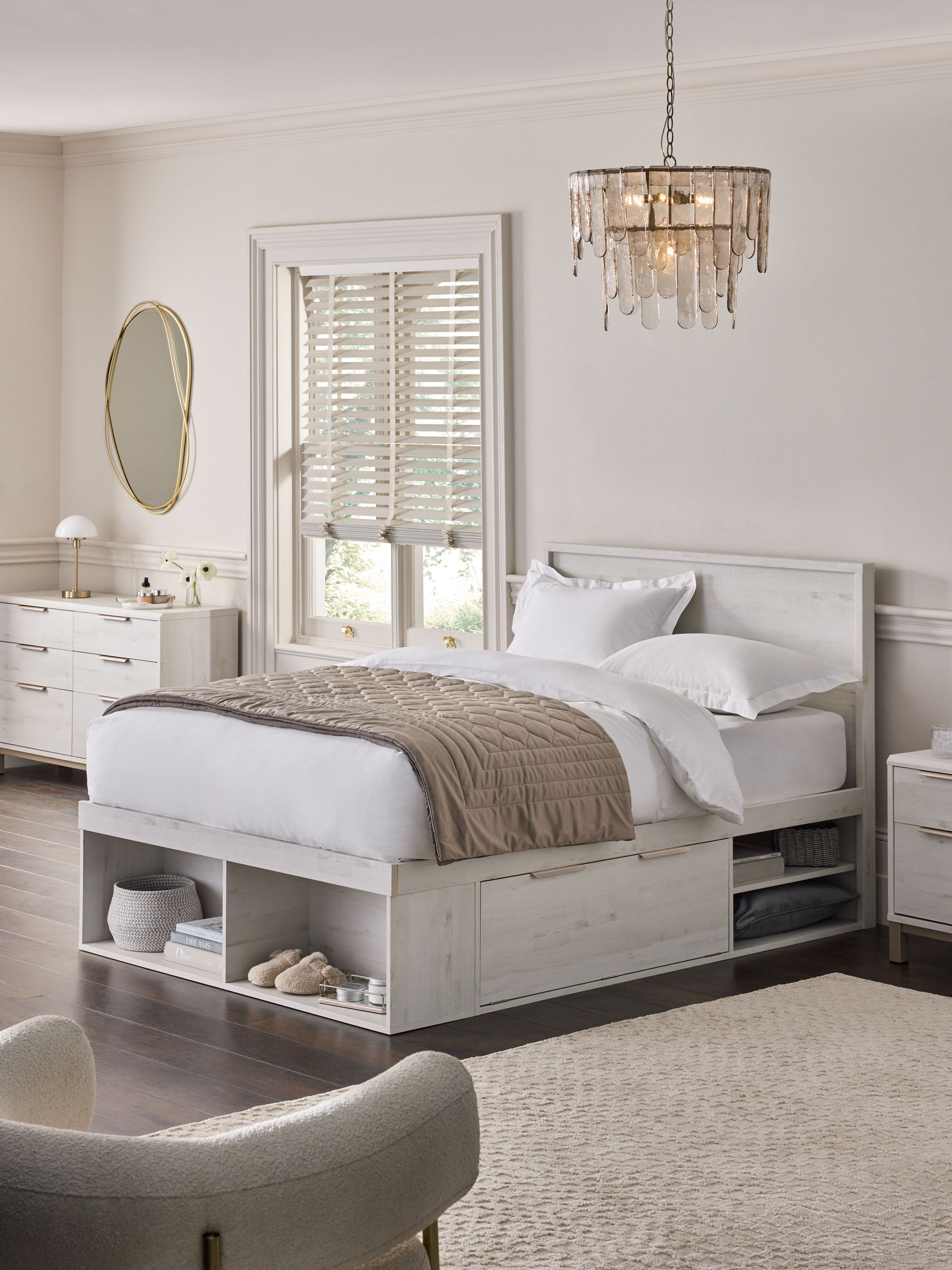 Buy White Oak Effect Bronx Platform Bed Frame with Storage from the Next UK online shop