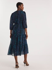 JD Williams Blue Simply Be Multi Printed Chiffon Smock Dress - Image 2 of 4