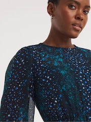 JD Williams Blue Simply Be Multi Printed Chiffon Smock Dress - Image 4 of 4