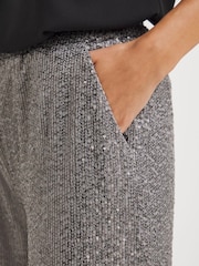 JD Williams Grey Slate Stretch Sequin Wide Leg Trousers - Image 4 of 4