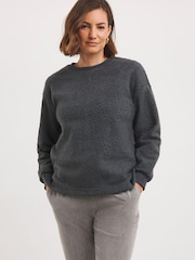 JD Williams Grey Borg Crew Neck Sweatshirt - Image 2 of 3