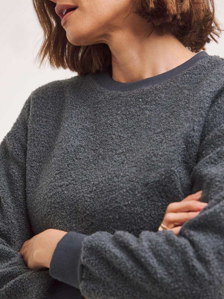 JD Williams Grey Borg Crew Neck Sweatshirt - Image 3 of 3