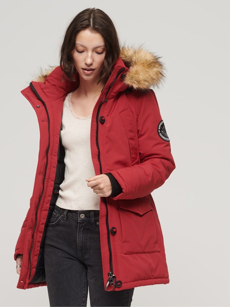 Superdry Red Everest Faux Fur Hooded Parka Coat - Image 1 of 6