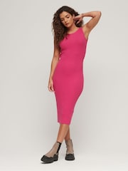 Superdry Pink Backless Knitted Midi Dress - Image 1 of 6