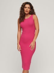 Superdry Pink Backless Knitted Midi Dress - Image 2 of 6
