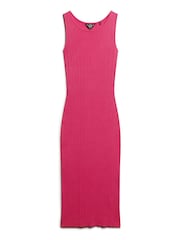 Superdry Pink Backless Knitted Midi Dress - Image 4 of 6
