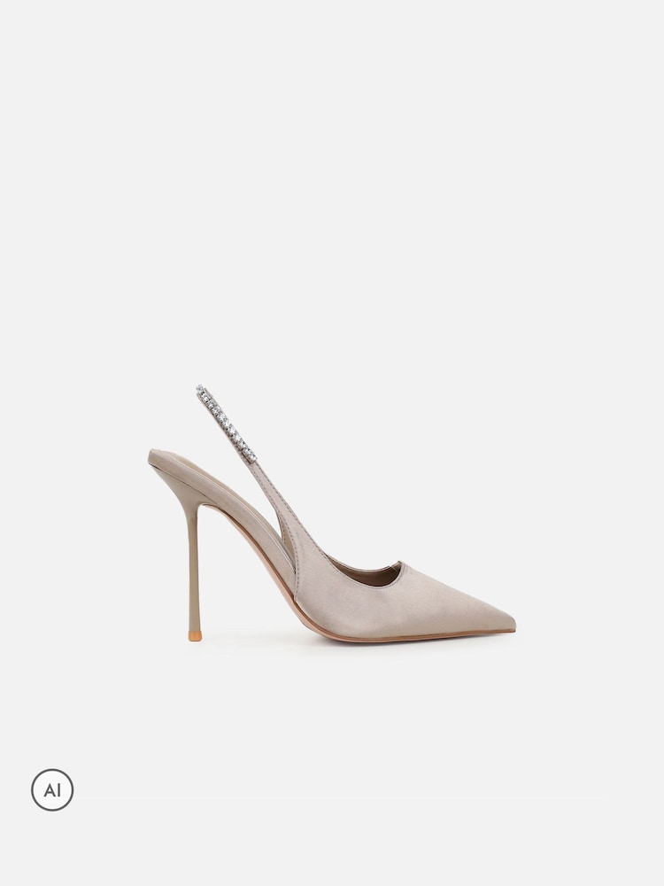 Simmi London Natural Denise Diamante Slingback Court Shoes - Image 2 of 4