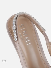 Simmi London Natural Denise Diamante Slingback Court Shoes - Image 3 of 4