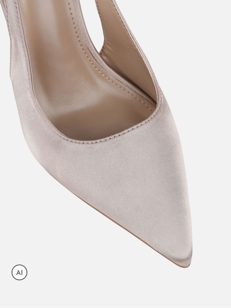 Simmi London Natural Denise Diamante Slingback Court Shoes - Image 4 of 4