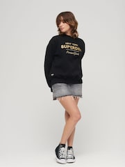 Superdry Black Luxe Metallic Logo Sweatshirt - Image 2 of 6