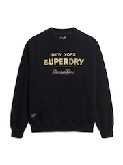 Superdry Black Luxe Metallic Logo Sweatshirt - Image 4 of 6