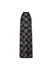 Ro&Zo Harlow Fringed Sequin Halter Black Neck Dress - Image 4 of 4