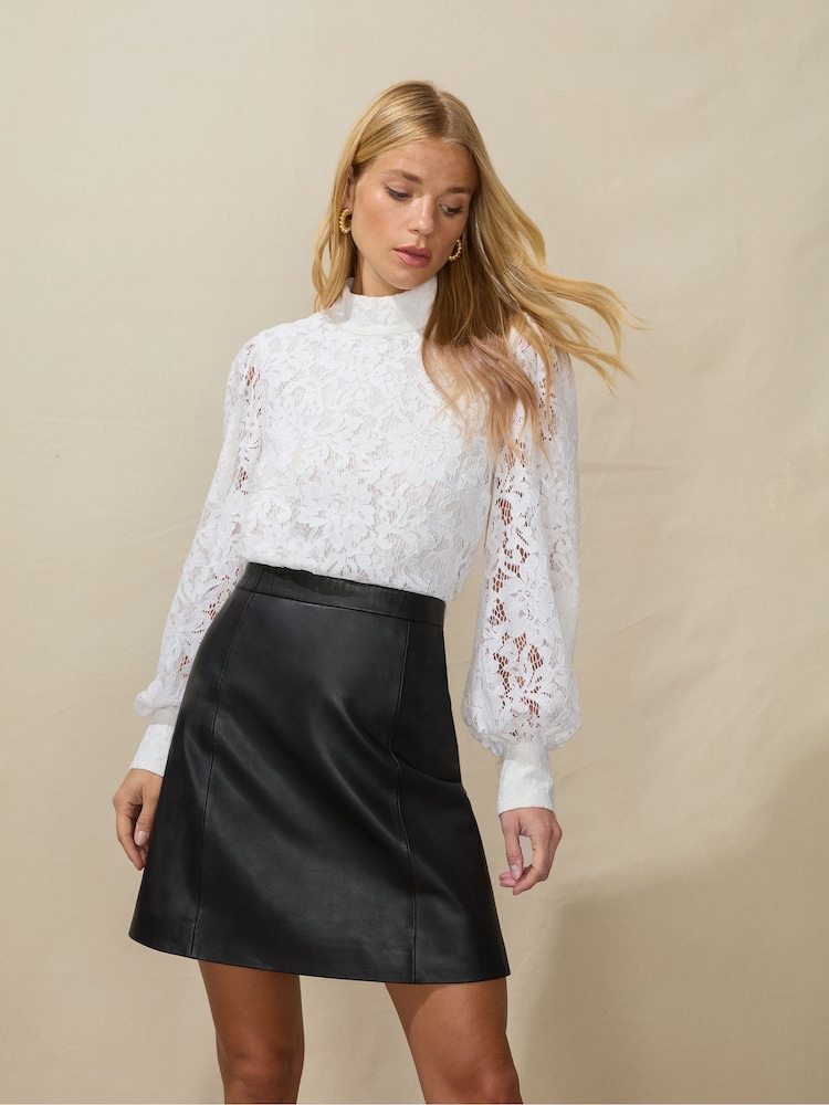 Ro&Zo Black Leather Mini Skirt - Image 1 of 4 Ro&Zo Black Leather Mini Skirt - Image 1 of 4