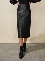 Ro&Zo Black Leather Midi Skirt - Image 3 of 5