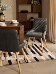 Set of 2 Monza Faux Leather Peppercorn Brown Hamilton Light Wood Leg Quilted Dining Chairs - Image 1 of 9