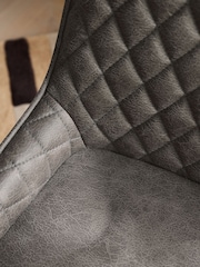 Set of 2 Monza Faux Leather Peppercorn Brown Hamilton Light Wood Leg Quilted Dining Chairs - Image 2 of 9