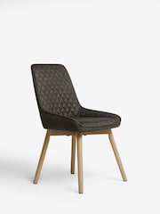 Set of 2 Monza Faux Leather Peppercorn Brown Hamilton Light Wood Leg Quilted Dining Chairs - Image 8 of 9