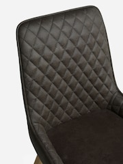 Set of 2 Monza Faux Leather Peppercorn Brown Hamilton Light Wood Leg Quilted Dining Chairs - Image 9 of 9