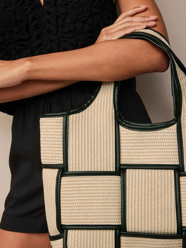 Neutral Raffia Weave Shopper Bag - Image 2 of 6
