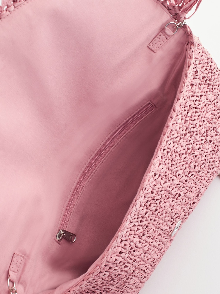 Pink - Raffia Clutch mit Fransen - Bild 11 von 11