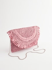 Pink - Raffia Clutch mit Fransen - Bild 4 von 11