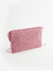 Pink - Raffia Clutch mit Fransen - Bild 5 von 11