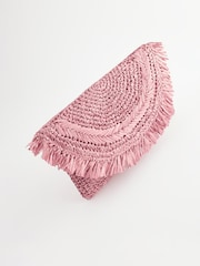 Pink - Raffia Clutch mit Fransen - Bild 6 von 11