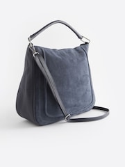 Blue Leather Suede Shoulder Bag - Image 1 of 5