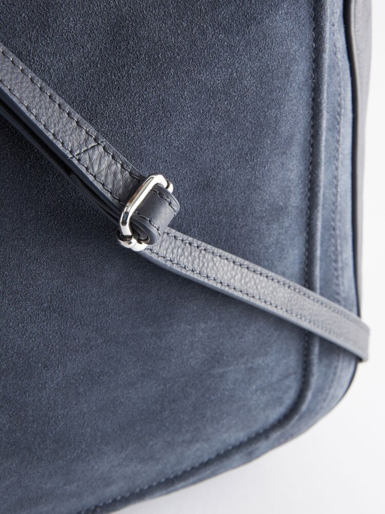 Blue Leather Suede Shoulder Bag - Image 4 of 5