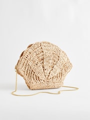 Neutral Raffia Shell Cross-Body Bag - Image 4 of 8