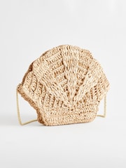Neutral Raffia Shell Cross-Body Bag - Image 5 of 8