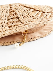 Neutral Raffia Shell Cross-Body Bag - Image 7 of 8