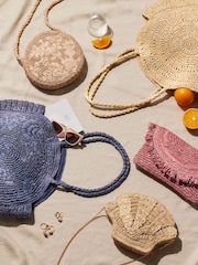 Neutral Raffia Shell Cross-Body Bag - Image 8 of 8