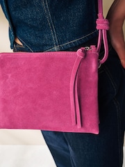 Bright Pink Leather Cross-Body Bag - Image 2 of 7