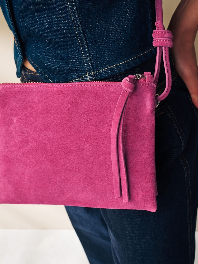 Bright Pink Leather Cross-Body Bag - Image 2 of 7