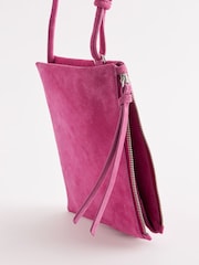 Bright Pink Leather Cross-Body Bag - Image 5 of 7