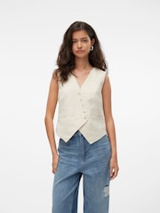 VERO MODA Grey Asymetric Front Waistcoat - Image 1 of 6