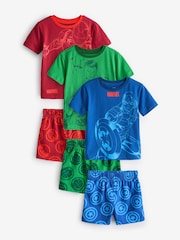 Red/Blue/Green Marvel 100% Cotton Short Pyjamas 3 Pack (12mths-12yrs) - Image 1 of 6