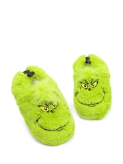 Vanilla Underground Green Grinch Kids Winter Christmas Fluffy Slippers - Image 1 of 5