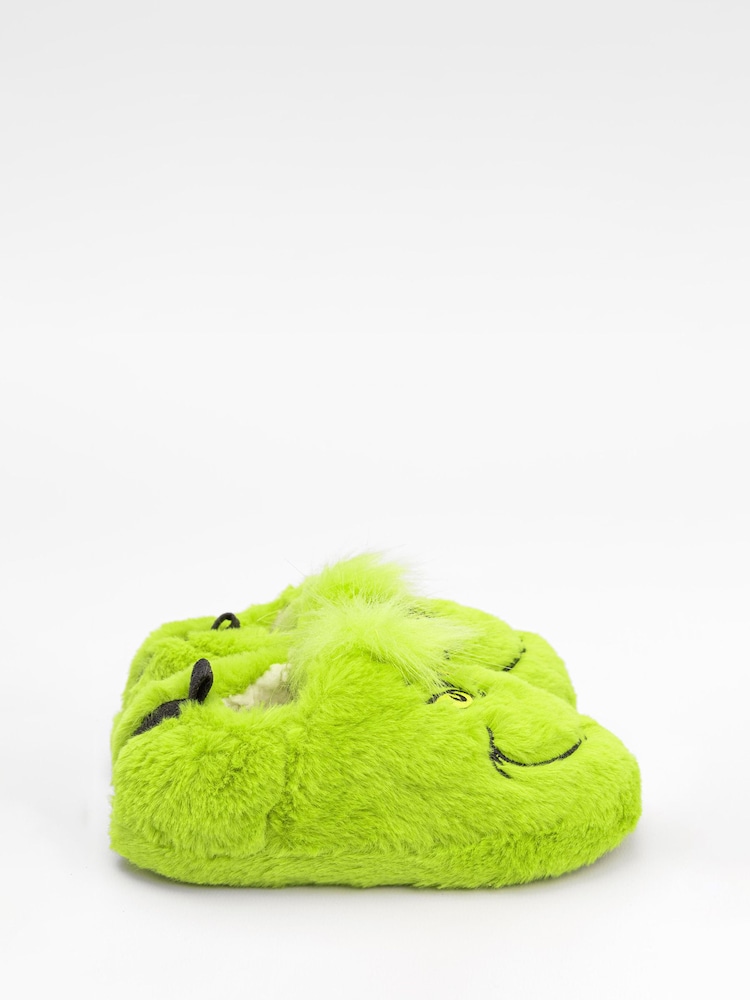 Vanilla Underground Green Grinch Kids Winter Christmas Fluffy Slippers - Image 4 of 5