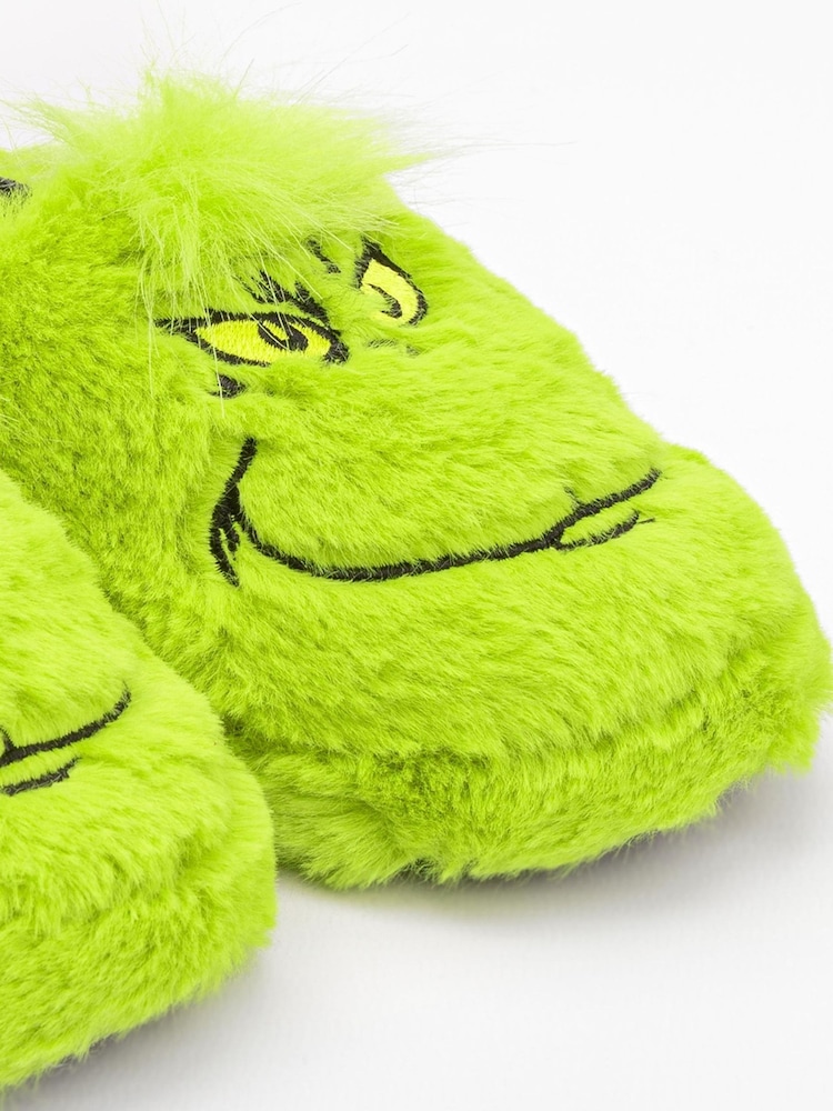 Vanilla Underground Green Grinch Kids Winter Christmas Fluffy Slippers - Image 5 of 5
