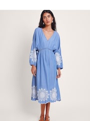 Monsoon Blue Tabitha Embroidered Denim Dress - Image 1 of 5