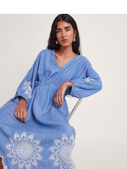 Monsoon Blue Tabitha Embroidered Denim Dress - Image 2 of 5