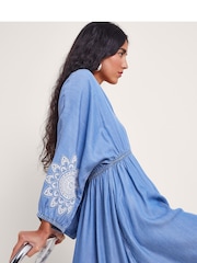 Monsoon Blue Tabitha Embroidered Denim Dress - Image 3 of 5